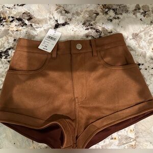 NWT - Windsor faux suede camel shorty shorts